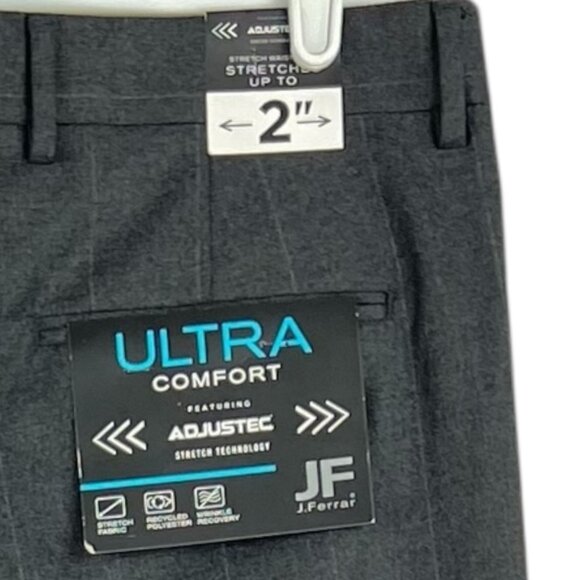 J Ferrar Men's Slim Fit Charcoal Stripe Ultra Comfort Trousers 34x34 NWT $100.00 - Picture 5 of 13